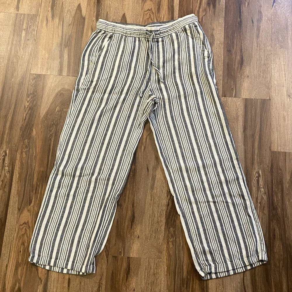 Stripped Wide Leg Linen Pants